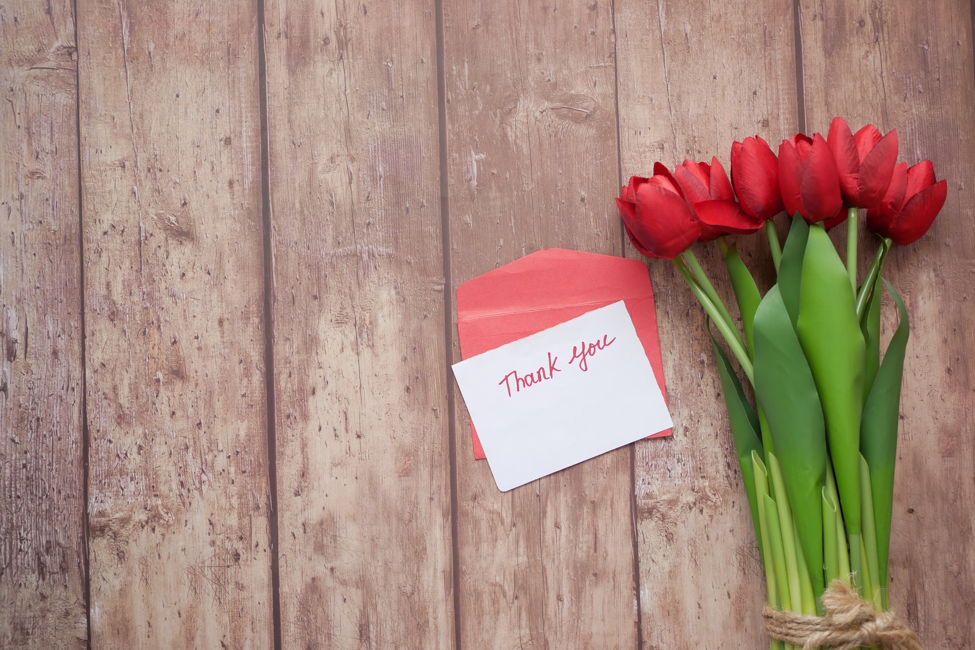 tulips and thank you card