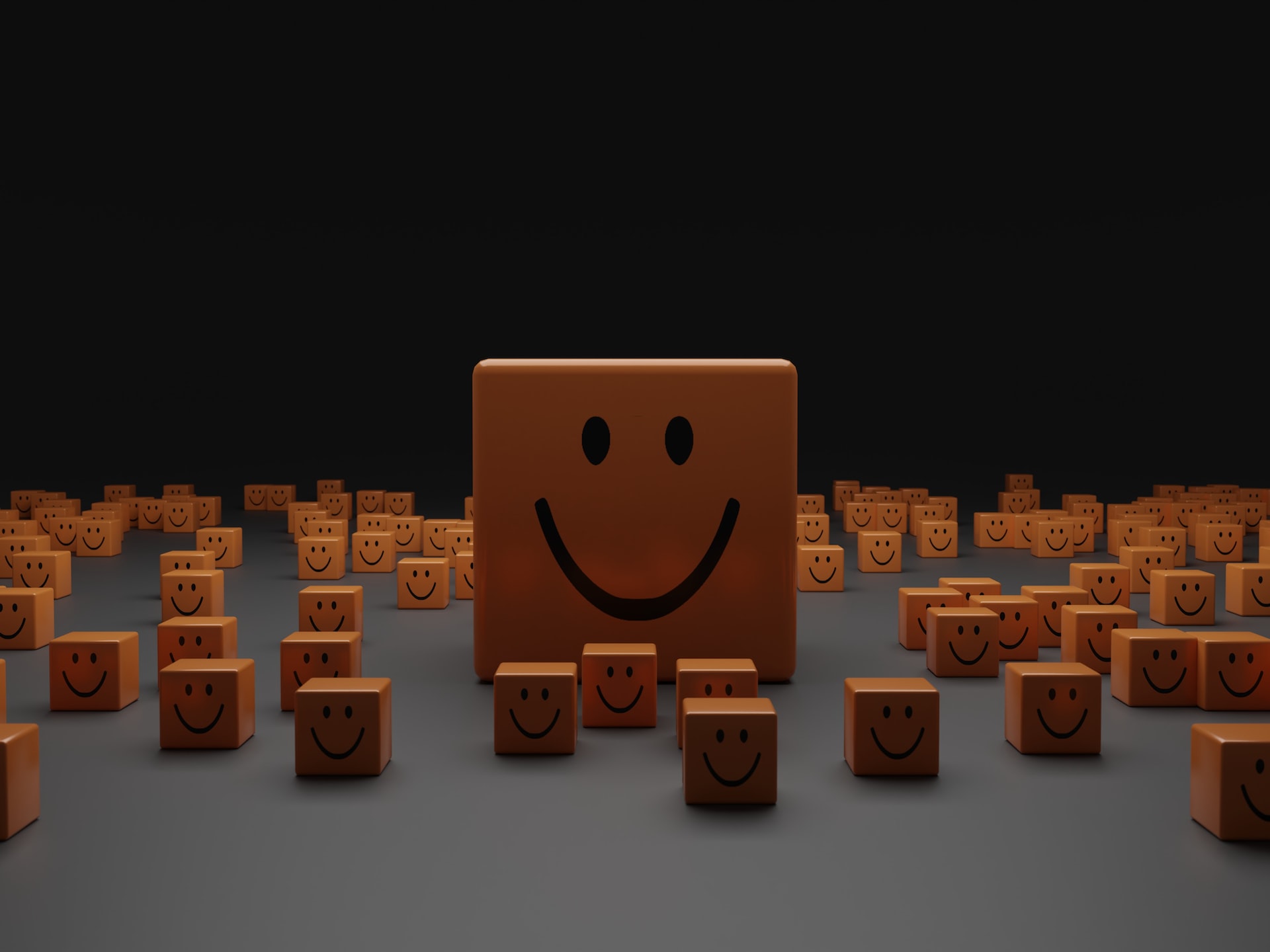 boxes with smiling faces on them